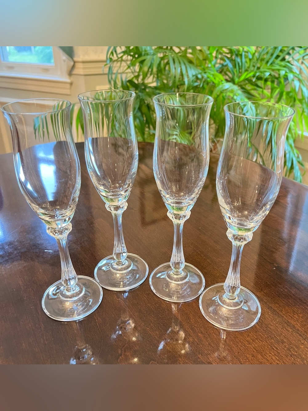 Set of 4 Mikasa Ardmore Crystal Champagne Flutes W. Germany Vintage Stemware